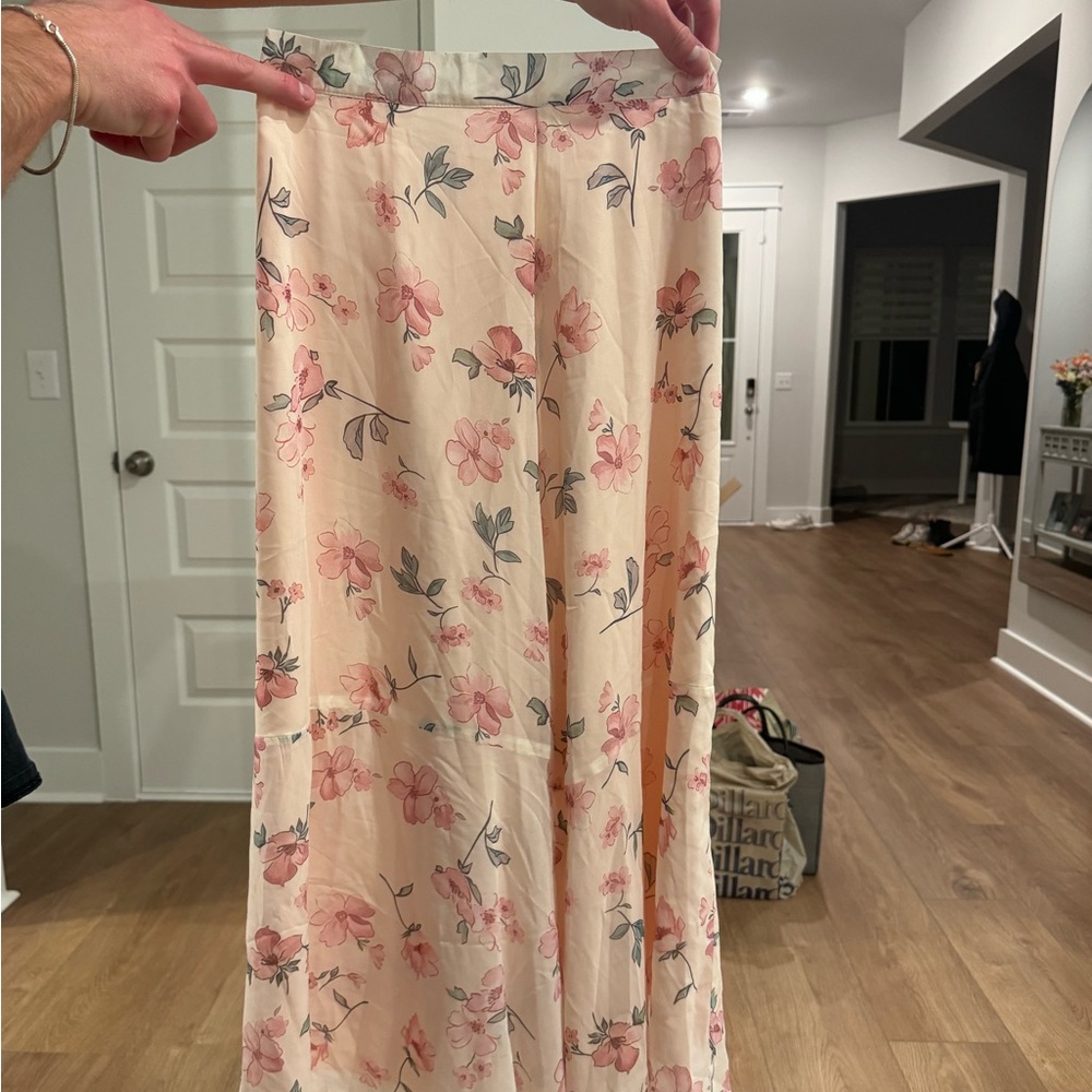 Shein Floral Pink Maxi sheer skirt size small